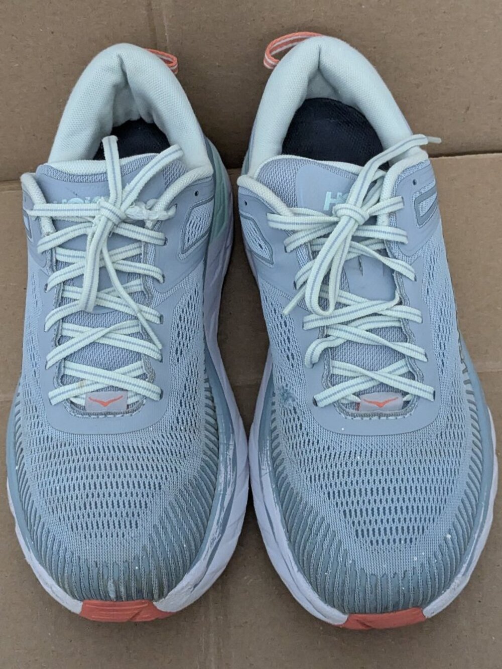 Hoka Women's Bondi 7 Blue Fog Glass Running Shoes 1110531 BFBG Size 11D - Picture 4 of 16